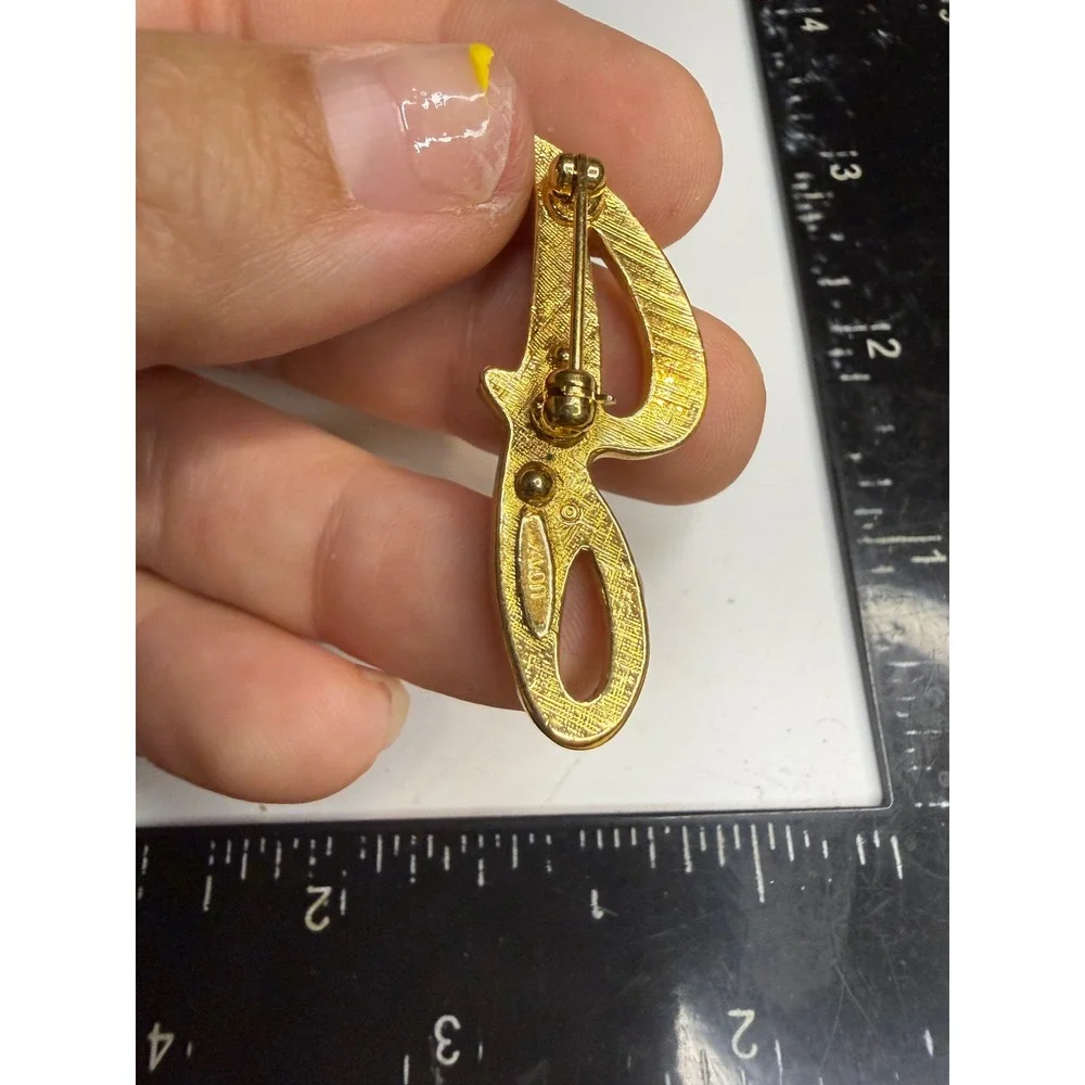 Avon Gold Tone Rhinestone Initial Letter J Brooch Monogram Pin